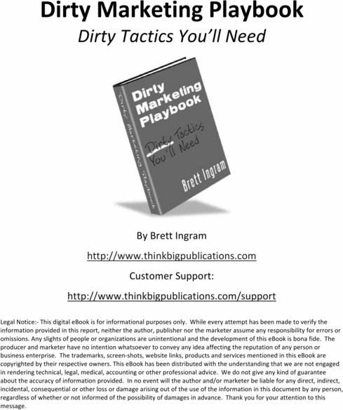 Product picture Dirty Marketing Playbook - Making money on the net